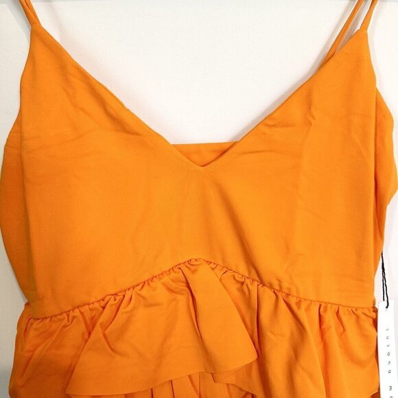 NWT Susana Monaco Orange Ruffle V-Neck Cropped Tank - Medium - Picture 2 of 5
